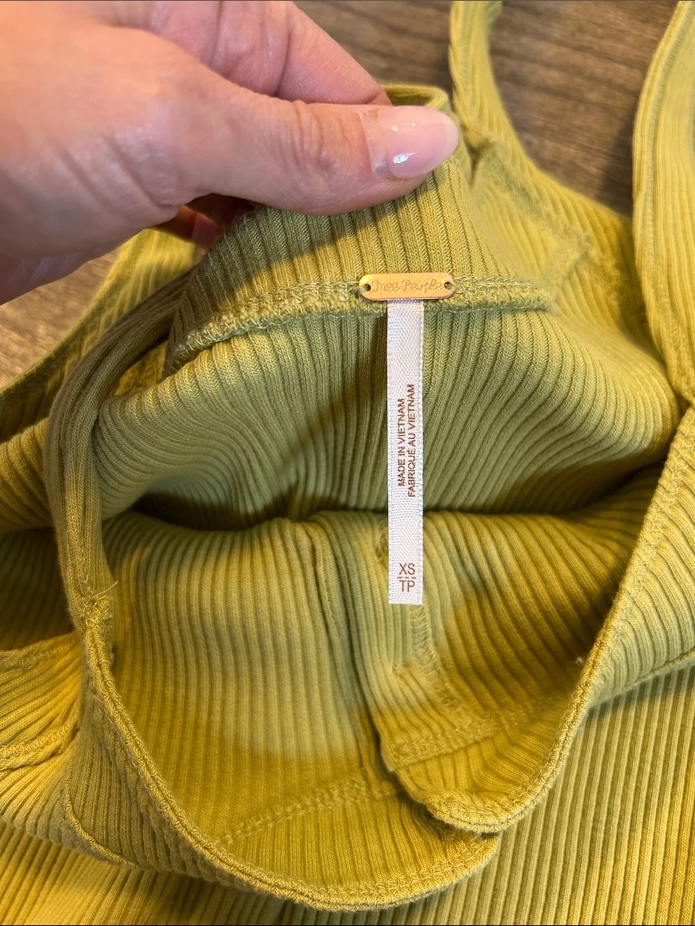 Free People Ribbed Button Front Tank Top Green XS Stretch Cotton